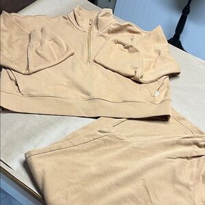 Fabletics Quarter-Zip Sweatshirt and Wide leg Pants Set Medium Like New